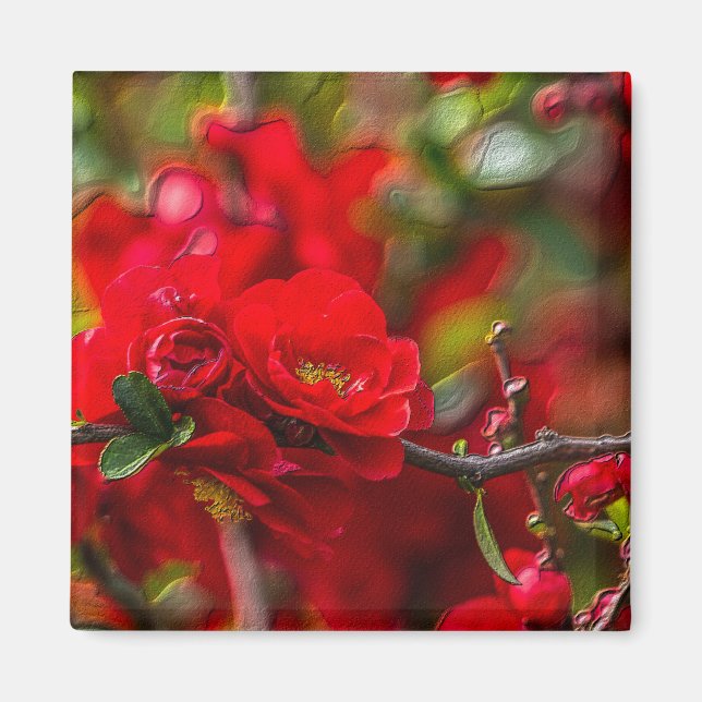 Quince Branch Painterly Magnet (Front)