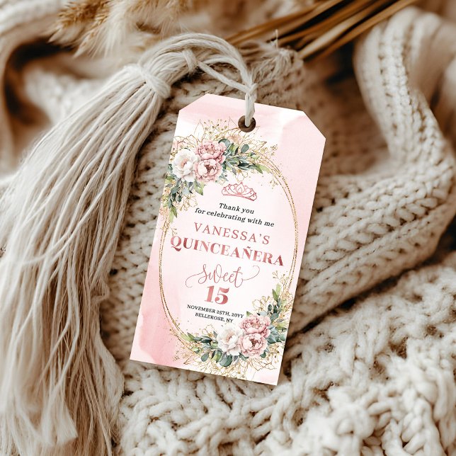 Quince Party Boho Gift Tag Blush Pink Greenery (Quince Party Boho Gift Tag with Blush Pink Greenery)