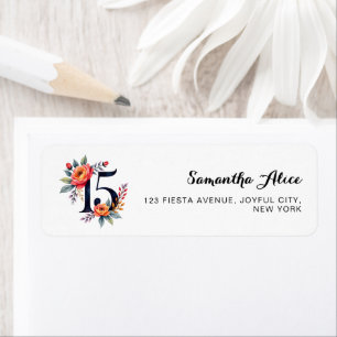 Quinceanera 15 Birthday Folral Return Address