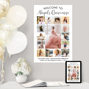 Quinceañera 15 Photo Collage Birthday Welcome Poster