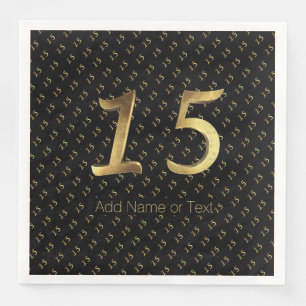 Quinceanera 15th Birthday 15th Anniversary Gold Napkin