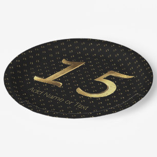 Quinceanera 15th Birthday 15th Anniversary Gold Paper Plate