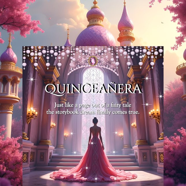 Quinceanera 15th Birthday Castle Pink Purple Dress Invitation (Creator Uploaded)
