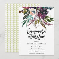 Quinceanera 15th birthday feathers floral