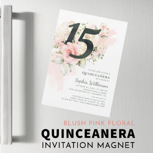 Quinceanera 15th Birthday Floral Rustic Modern Magnetic Invitation