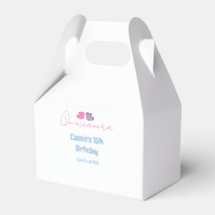 quinceanera 15th birthday name blue pink flower da favour box
