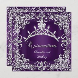 Quinceanera 15th Birthday Party Dark Purple Invitation