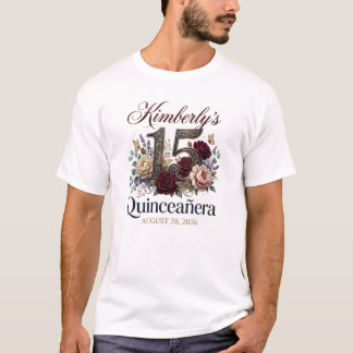 Quinceanera 15th Birthday Party Floral T-Shirt