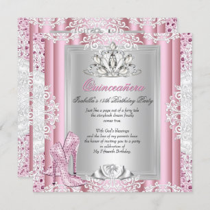 Quinceanera 15th Birthday Party Light Pink Shoes 3 Invitation