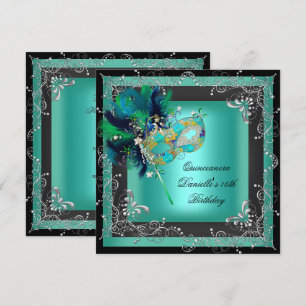 Quinceanera 15th Birthday Party Masquerade Invitation
