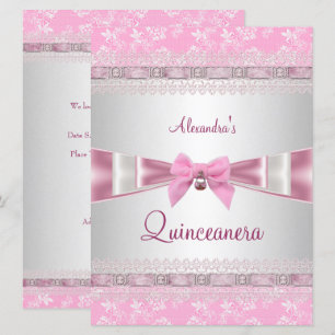 Quinceanera 15th Birthday Party Pink White Floral Invitation