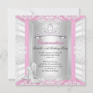Quinceanera 15th Birthday Party Pretty Pink Invitation