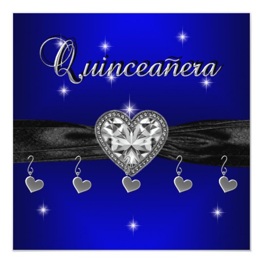 Quinceanera 15th Birthday Party Royal Blue Black Card