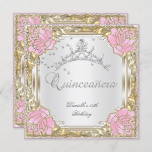 Quinceanera 15th Birthday Party Soft White Pink Invitation