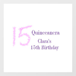 Quinceanera 15th birthday pink glitter template
