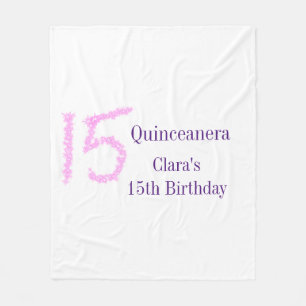 Quinceanera 15th birthday pink glitter template  fleece blanket