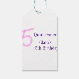 Quinceanera 15th birthday pink glitter template  gift tags