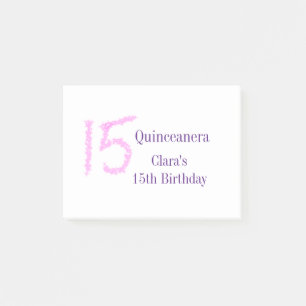Quinceanera 15th birthday pink glitter template  post-it notes