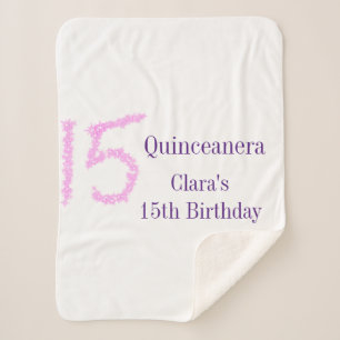 Quinceanera 15th birthday pink glitter template  sherpa blanket