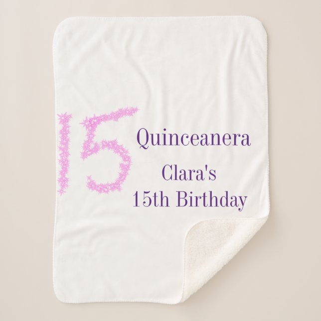 Quinceanera 15th birthday pink glitter template  sherpa blanket (Front)