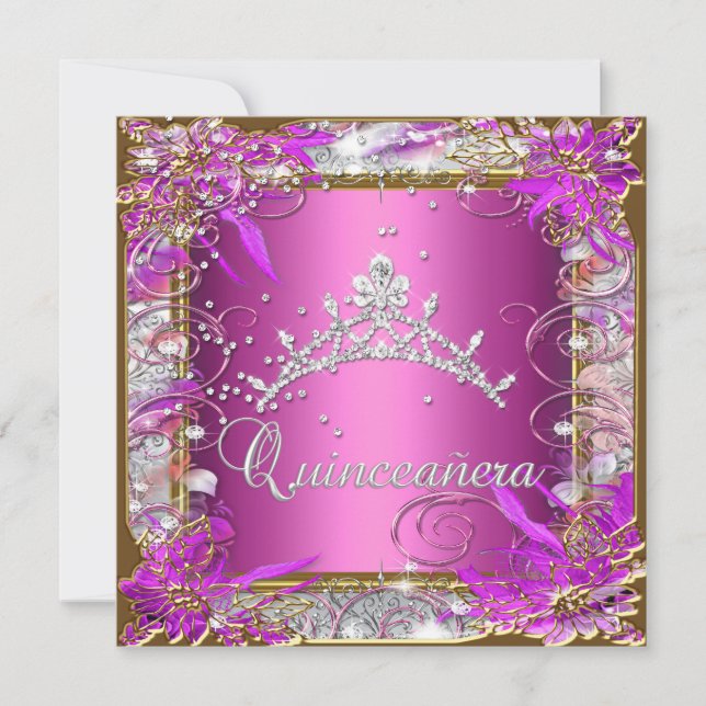 Quinceañera 15th Birthday Pink Gold Invitation (Front)
