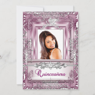 Quinceañera 15th Birthday Pink Silver Tiara Invitation