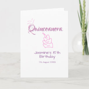 quinceanera 15th birthday purple pink birthday cak card