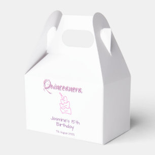 quinceanera 15th birthday purple pink birthday cak favour box