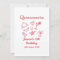 Quinceanera 15th birthday red beach party tree sun