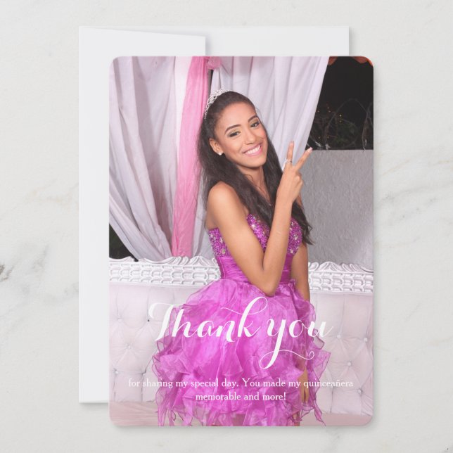 Quinceañera 15th birthday Thank You golden Card (Front)