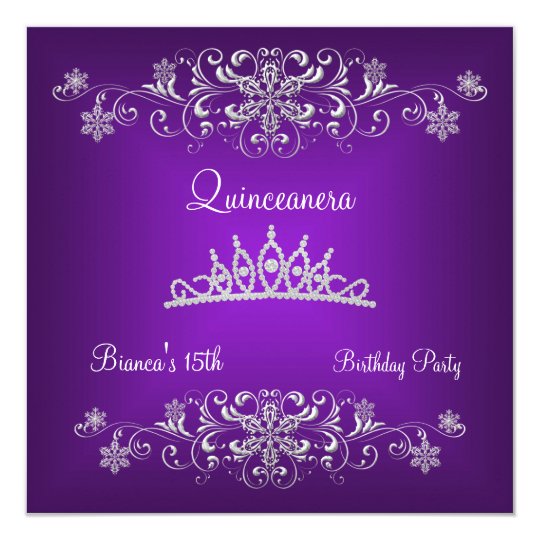 Quinceanera 15th Purple Black Diamond Tiara Card