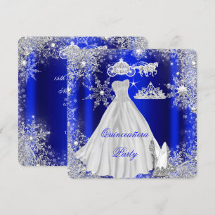 Quinceanera 15th Royal Blue Birthday Party Invitation
