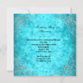 Quinceanera 15th Teal Shimmer Glitter Invitation (Back)