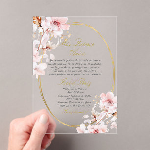 Quinceanera acrylic invitation in Spanish