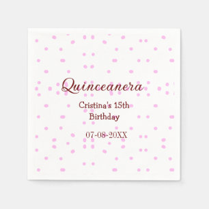Quinceanera anos 15th birthday add name pink dots napkin
