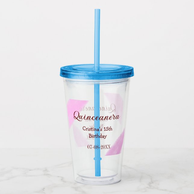 Quinceanera anos 15th birthday add name texture ye acrylic tumbler (Front)