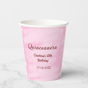 Quinceanera anos 15th birthday add name texture ye paper cups