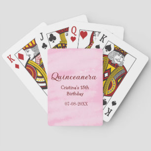Quinceanera anos 15th birthday add name texture ye playing cards
