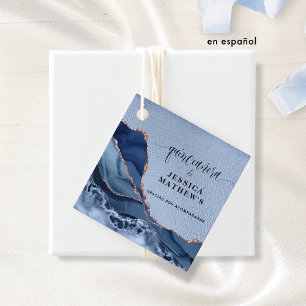 Quinceañera Azul con Agate y Papel Aluminio Azul Favour Tags