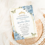 Quinceañera Baby Blue Floral Gold Butterflies 16th Invitation<br><div class="desc">Personalise this lovely quinceañera / sweet 16 invitation with own wording easily and quickly,  simply press the customise it button to further re-arrange and format the style and placement of the text.  Matching items available in store!  (c) The Happy Cat Studio</div>