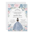Quinceañera Baby Blue Pink Floral Princess Dress