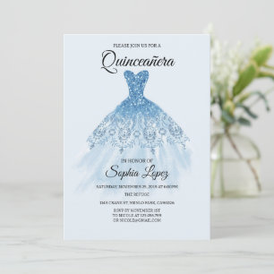 Quinceanera Baby Blue Theme, Mis Quince  Invitation