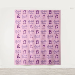 Quinceanera Backdrop Step and Repeat Tapestry