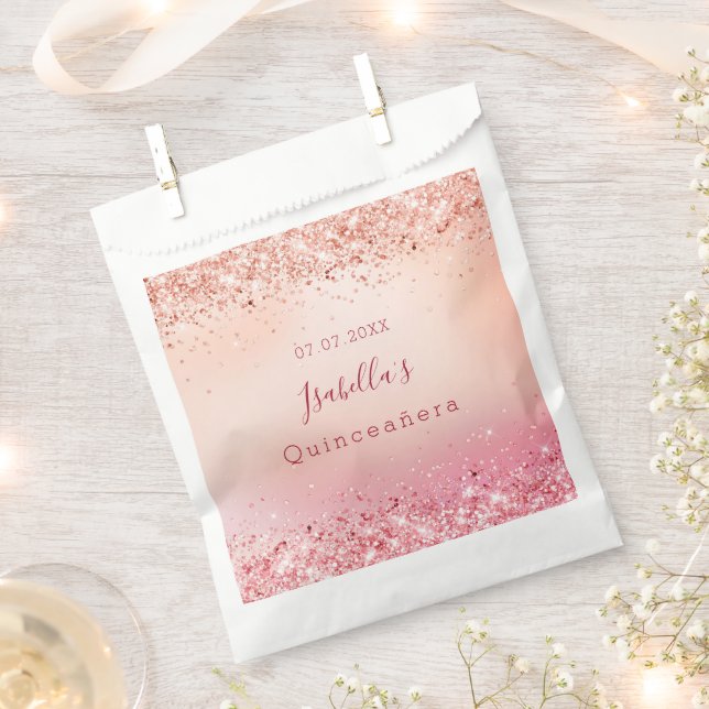 Quinceanera birthday blush pink rose gold favour bags (Clipped)