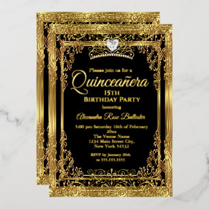 Quinceanera Birthday Gold Black Photo
