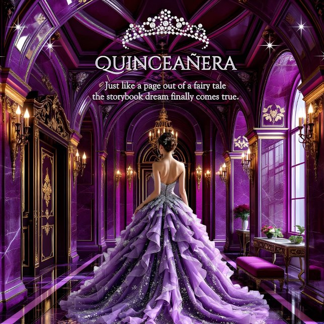 Quinceanera Birthday Palace Purple Dress Tiara Invitation (Creator Uploaded)