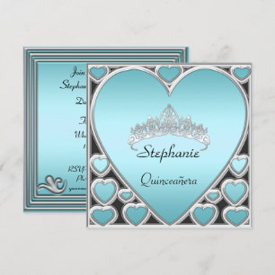 Quinceañera Birthday Party blue Invitation