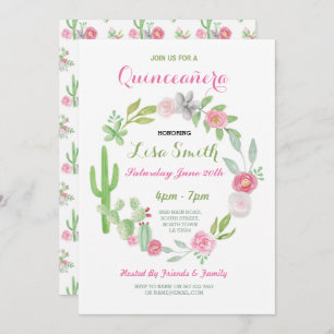 Quinceanera Birthday Party Fiesta Cactus Invite 15