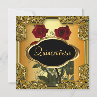 Quinceanera Birthday Party Gold Invitation