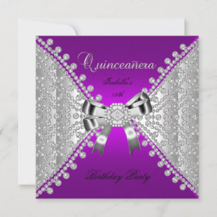 Quinceanera Birthday Party Purple Diamonds Invitation